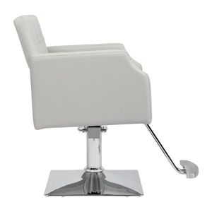 Fauteuil de Barbier en Alliage d'Aluminium et Cuir PVC Gris 150 kg avec Pompe à Huile Haute Pression, Châssis Carré, Pédale à Rivets, Durable et Confortable - Product Image 3