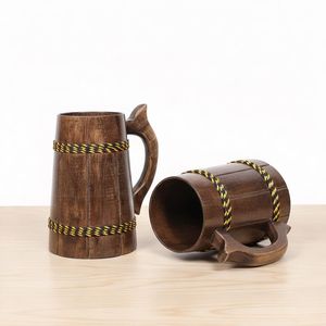 Hand Carved Wooden <b>Mug</b> Engraved <b>Tree</b> Design Polished Brown Handle Cup for Gift and Home Decor - Product Image 5