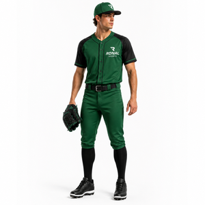 Uniforme de Béisbol Unisex RONAL SPORTS Verde y Negro de Manga Corta, Transpirable, con Cierre de Hebilla, Corte Holgado, para Todas las Temporadas - Product Image 4