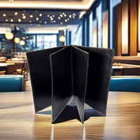 Porte-menu en similicuir PU noir de haute qualité, durable, avec logo nickelé pour restaurants, hôtels, bars à vin, boutiques