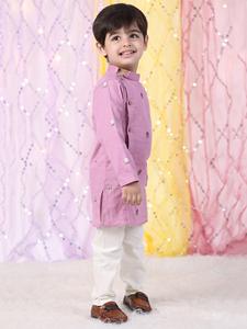 Ensemble kurta rose, vêtements ethniques pour enfants, tenue traditionnelle, vêtements de fête, long kurta pyjama, vêtements élégants et confortables - Product Image 3