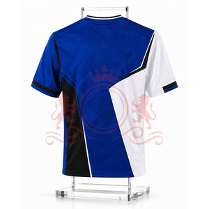 Camiseta de Fútbol para Hombre, Azul, Blanco y Negro, con Bloques de Color, Manga Corta, Cuello en V, Absorbe la Humedad, Poliéster, Ajuste Atlético, para Todas las Temporadas - Product Image 2