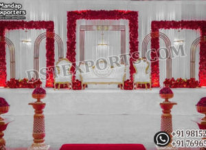 Golden Multilayered Metal <b>Arches</b> For Wedding Mandap Stage Fashionable Wedding Backdrop Metal Panels Decor Exclusive Metal <b>Frames</b> - Product Image 3