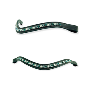 SAAN สายคิ้วหนังม้าทนทานสำหรับตกแต่งพลอยเทียมสีเขียวเข้มทำจากเงิน - Product Image 4