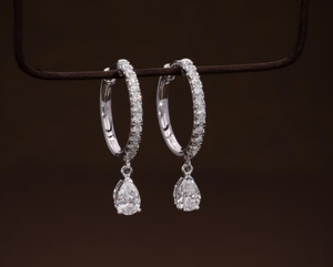 Pendientes de plata de ley 925 con diamantes cultivados en laboratorio en forma de pera, hermosos pendientes, regalo para ella. - Product Image 5