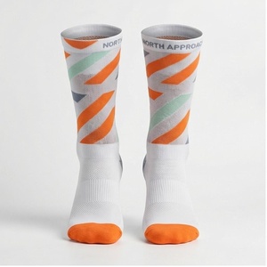 North Approach Crew Athletic <b>Socks</b> Striped <b>Orange</b> Mint Breathable Running <b>Socks</b> for Adults Summer Season - Product Image 1