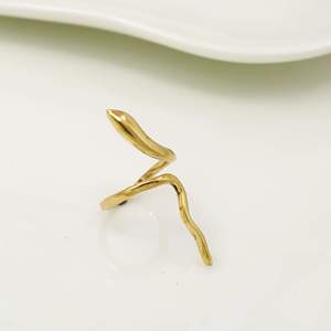 Snake Shape Gold Plated Brass <b>Ring</b> Bohemian Style Unisex Fashion Jewelry Daily Wear - Product Image 4