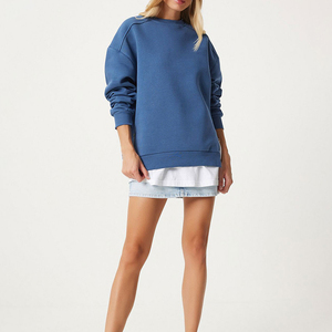 Sudadera de lana para mujer, jersey suave con cuello redondo, manga larga, top informal, ropa cómoda y acogedora para otoño, corte holgado, bordado - Product Image 3