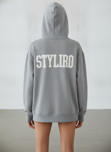 Sweat à capuche oversize pour femme 100% coton molletonné respirant séchage rapide écologique doublé manches longues imprimé devant poche hiver décontracté - Product Image 3