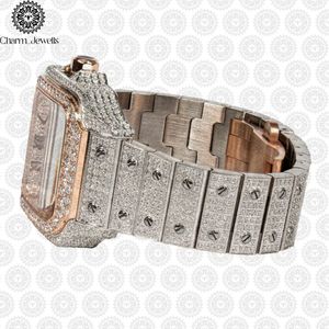 Montre pour homme Charm_Jewells en acier inoxydable avec accents de diamants, mouvement analogique mécanique, fermoir pliant, cadran de 40 mm, 10 bars, luxe et mode - Product Image 6