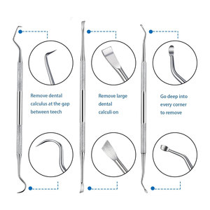Kit de 3 gratte-dents dentaires pour chiens et chats, double tête en acier inoxydable, outil professionnel manuel pour l'élimination du tartre chez les animaux de compagnie - Product Image 2