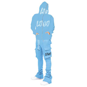 Wholesale Winter <b>Hooded</b> Solid Men Sportswear Jogging Tracksuits <b>Zip</b>-Up Lightweight Cotton Wind Breaker Training Jogger - Product Image 3