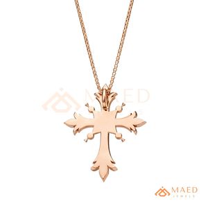 Pendentif Croix Gothique Moissanite Plaqué Or Rose Sertie de Pierres Blanches et Noires, Collier Hip Hop, Bijou Statement Style NYC Pro - Product Image 6