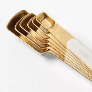 Gold Color Spoon <b>Set</b> With Double Side Pouring Unique Handcrafted Elegance Design Cutlery Spoon <b>Set</b> For <b>Measuring</b> Liquid & Powder - Product Image 4