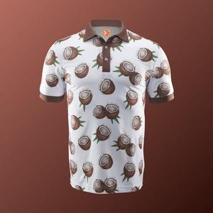 Polo Blanco Personalizado con Estampado Completo para Hombre – Polo de Golf de Manga Corta con Diseño de Hojas Rojas – Ropa Casual Transpirable de Poliéster OEM - Product Image 4