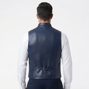 <b>Men's</b> Fashion Genuine <b>Leather</b> <b>Vest</b> <b>Men</b> Office Wear Sleeveless <b>Leather</b> Waistcoat <b>Men</b> Down Button <b>Leather</b> <b>Vest</b> - Product Image 2