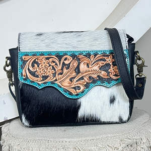 Latest Designer Hand Tooled Cowhide Leather Crossbody <b>Bag</b> Floral Tooling Women Shoulder Purse Personalized Gift for Women's - Product Image 4