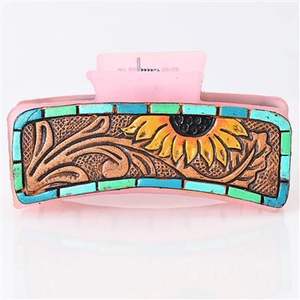 Pinza de Pelo Artesanal de Metal y Tela con Diseño Floral Vintage e Incrustaciones de Turquesa, Accesorio Boho para Mujeres y Niñas - Product Image 3