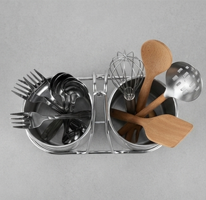 Stainless Steel Cutlery Holder with Stand Modern Silver <b>Utensil</b> <b>Organizer</b> for Kitchen Tableware Storage - Product Image 2