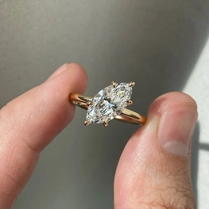 Anillo de Compromiso con Diamante Cultivado en Laboratorio, Corte Marquise, 3 CT, Certificado IGI, Anillo Solitario Marquise, Oro - Product Image 1