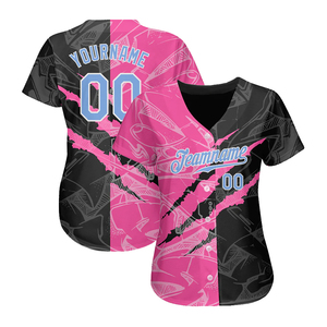 Uniformes de Béisbol Transpirables con Estampado Digital ODM, 100% Poliéster, Unisex, Tallas Grandes, Manga Corta, Nombre del Equipo Personalizado, Cuello en V/Cuello Redondo - Product Image 2