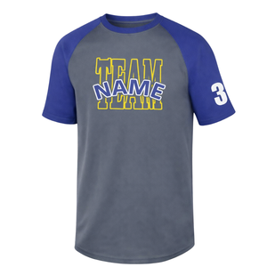 Maillot de baseball personnalisé à manches courtes raglan imprimé diamant pour hommes, uniforme d'équipe en polyester, vente en gros OEM en vrac - Product Image 1