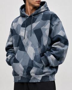Sweat-shirt à capuche pour homme, imprimé géométrique, coupe classique, avec poche, décontracté, pour l'automne, 100% polyester, tissu FRENCH TERRY tricoté - Product Image 2