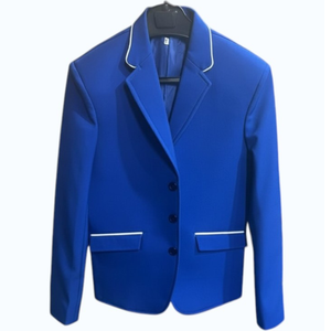 Veste d'équitation professionnelle bleu roi pour concours hippique avec passepoil blanc contrastant – Vente en gros - Product Image 1