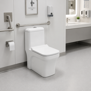 WC monobloc blanc allongé moderne à double chasse siphonique, à poser au sol, en céramique, avec siphon en S ou en P, pour hôtels, maisons, hôpitaux et salles de bain - Product Image 4