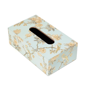 Caja de pañuelos rectangular de resina MDF personalizada con diseño floral - Elegante y duradero diseño pintado con temática de flores para uso en el hogar u oficina - Product Image 4