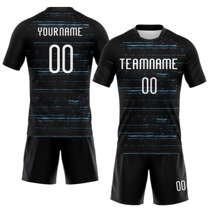 Ensemble d'uniformes de volley-ball personnalisés noir et bleu, ensemble de shorts de volley-ball, impression du nom de l'équipe et du numéro du joueur, kit anti-transpiration - Product Image 1
