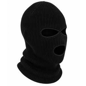 Masque de ski en tricot noir personnalisé à 3 trous, balaclava, couvre-visage d'hiver, masque facial complet chaud - Product Image 3