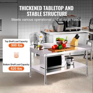 Heavy Duty 30 X 48 X 26 Inch Commercial <b>Kitchen</b> Steel <b>Prep</b> Worktable Stainless Steel Worktable 3-Sided Backsplash Food <b>Prep</b> - Product Image 3