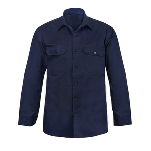 Chemise de travail pour homme, vert olive, manches longues, coton respirant, avec poches poitrine - Product Image 4