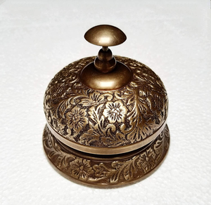 Campana de Recepción de Latón Antiguo Vintage, Campana de Servicio Grabada a Mano, Campana Decorativa para Hotel, Restaurante, Oficina - Product Image 3