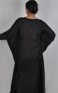 Choix de tissu écologique Bambou Coton Polyester belle couleur noire abaya personnaliser la taille et le design - Product Image 3