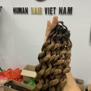 Nuevos productos Extensiones de cabello humano vietnamita a granel Ombre rizado profundo alineado con cutícula cruda de alta calidad - Product Image 5