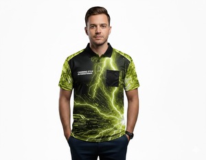 Mens Custom Zipper Polo <b>Dart</b> Shirts With Pocket - Product Image 1