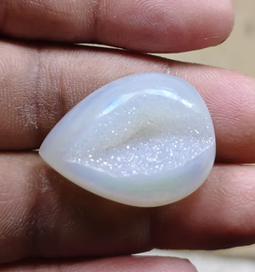 Pierre précieuse en agate blanche naturelle, cabochon druzy, forme goutte d'eau, pour la fabrication de bijoux - Product Image 2