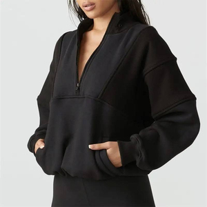 Sudadera con capucha de algodón polar cálida, estilo casual, con cremallera, cuello redondo, extragrande, corta, la más vendida para mujer, OEM - Product Image 6