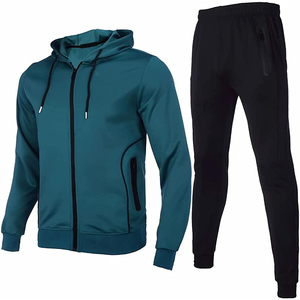 Conjunto Deportivo con Capucha para Hombre, Color Verde Azulado, Manga Larga, Color Sólido, Ropa Casual, Transpirable, Peso Medio, Poliéster, Otoño, Talla M para Adultos - Product Image 1