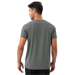 Camisetas de cuello redondo de alta calidad de secado rápido y alta elasticidad Nylon Spandex Gym Fitness Workout Reglan Camiseta de manga corta para hombres - Product Image 3