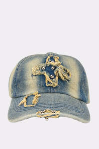 Casquette de baseball vintage en jean unisexe, 6 panneaux, ajustable, panneau avant déchiré, style décontracté, printemps-été, 100 % coton, style urbain - Product Image 2