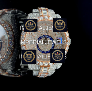 Montre unisexe avec cadran en moissanite glacée, boîtier en acier inoxydable de 18 mm, mouvement à quartz VVS VS, bracelet en alliage, GPS, date automatique (sans montre) - Product Image 1