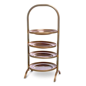 Four Tier Metal Cake Stand With Beaded Edge Attractive Look Dessert And <b>Cup</b> Cakes Display Tray Multi Layer Design Gold Finish - Product Image 1