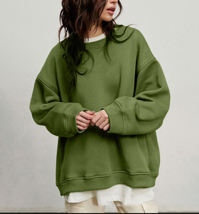 Sudadera de punto de lana extragrande informal para mujer, con hombros caídos, diseño frontal personalizado con apliques, venta al por mayor - Product Image 6