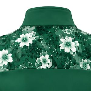 Pull-over de sport pour femme vert émeraude personnalisé par le fabricant, avec quart de zip, panneau floral sur la manche, manches longues, pour l'équitation - Product Image 6