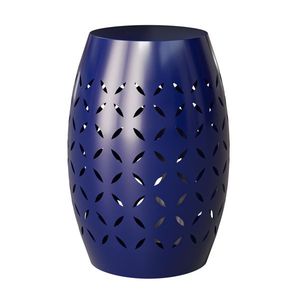Blue 9.4\" Steel Patio End <b>Table</b> Round Hollow Drum Accent <b>Table</b> for Indoor and Outdoor Use - Product Image 2