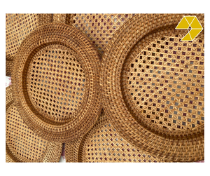 Assiette de présentation en rotin brun foncé, prix de gros, assiette de présentation en rotin pour table de mariage, ronde 33 cm - Product Image 1