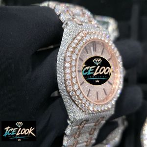 Montre mécanique Ice Cubed avec cadran en cristal, bracelet, affichage de la date, bijoux de mode - Product Image 4
